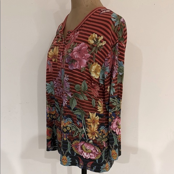 Johnny Was sz M Floral Striped Women's Top - Picture 2 of 8